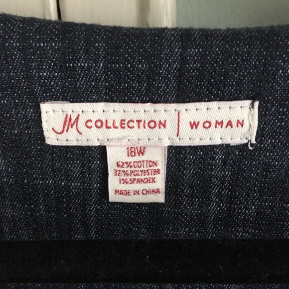 JM Collecton 18W Jacket Top Blouse Denim Look Soft - Picture 3 of 4